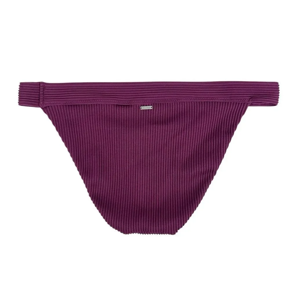 Hollister‎ Dark Plum Purple Ribbed Hipster Swim Bikini Bottom Size Large